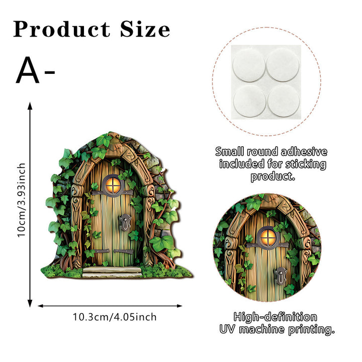 Decorative miniature fairy door made of wood for plants and gardens