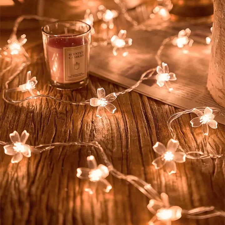 LED string lights with Christmas motifs for festive decoration