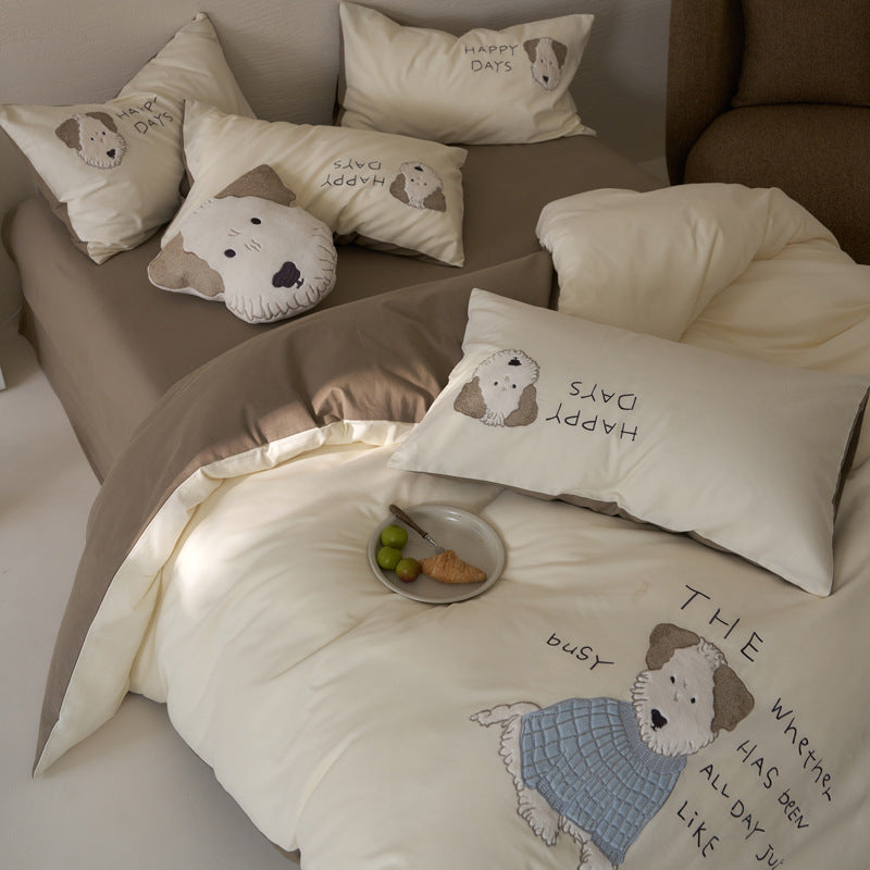 4-piece bedding set, long-staple cotton, brushed