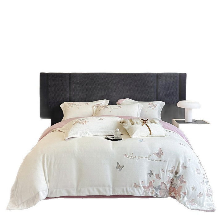 Winter bedding set made of milk fiber fleece, floral design
