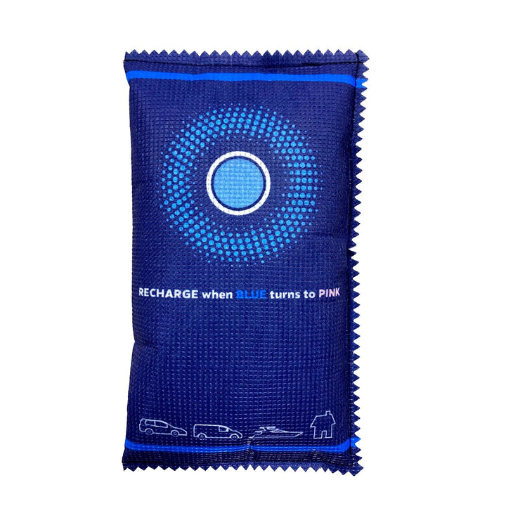 Reusable dehumidifying bag with color-changing silica gel