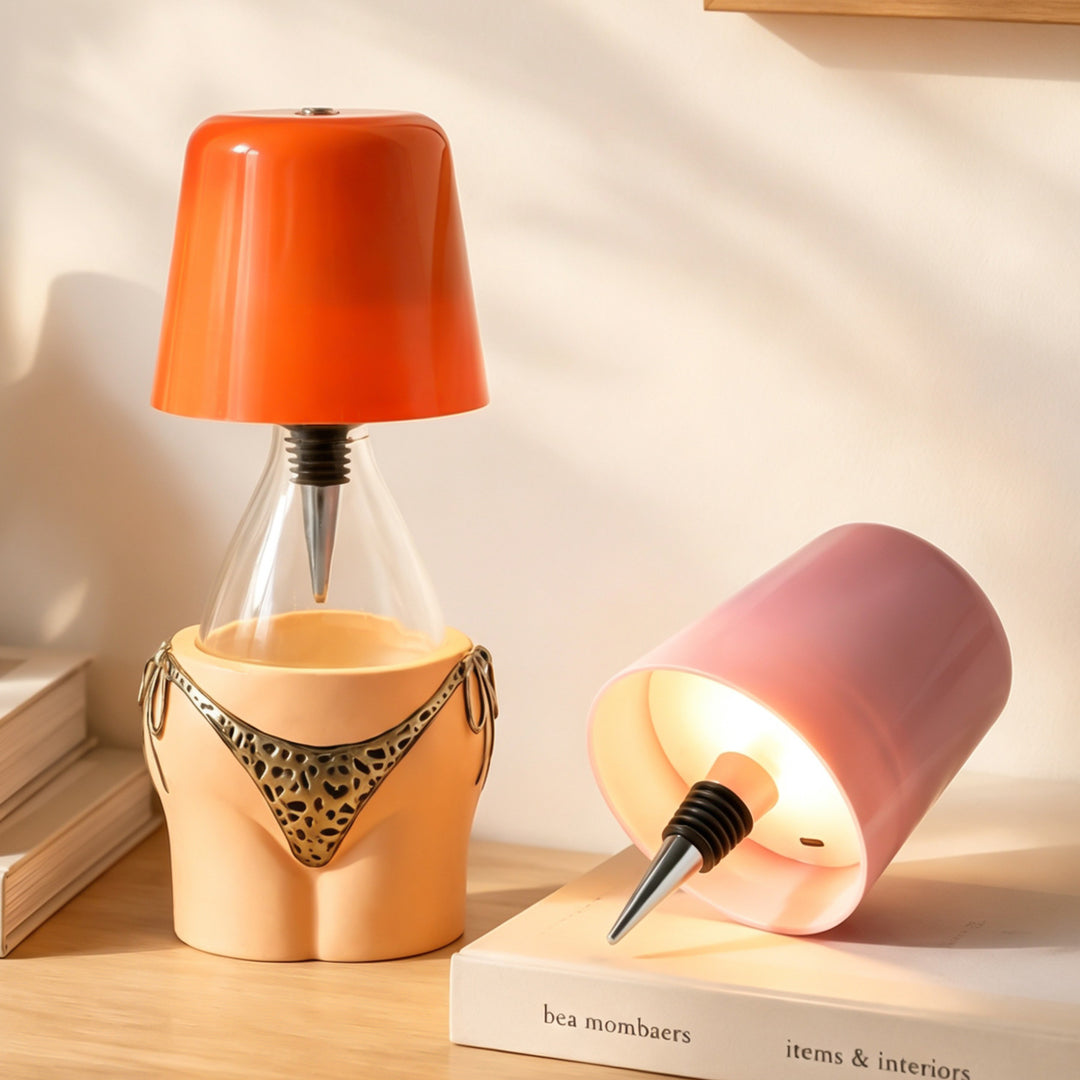 Table lamp bottle, leopard pattern, ABS