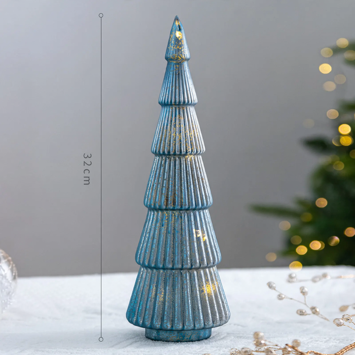 Glass Christmas tree decoration, illuminated