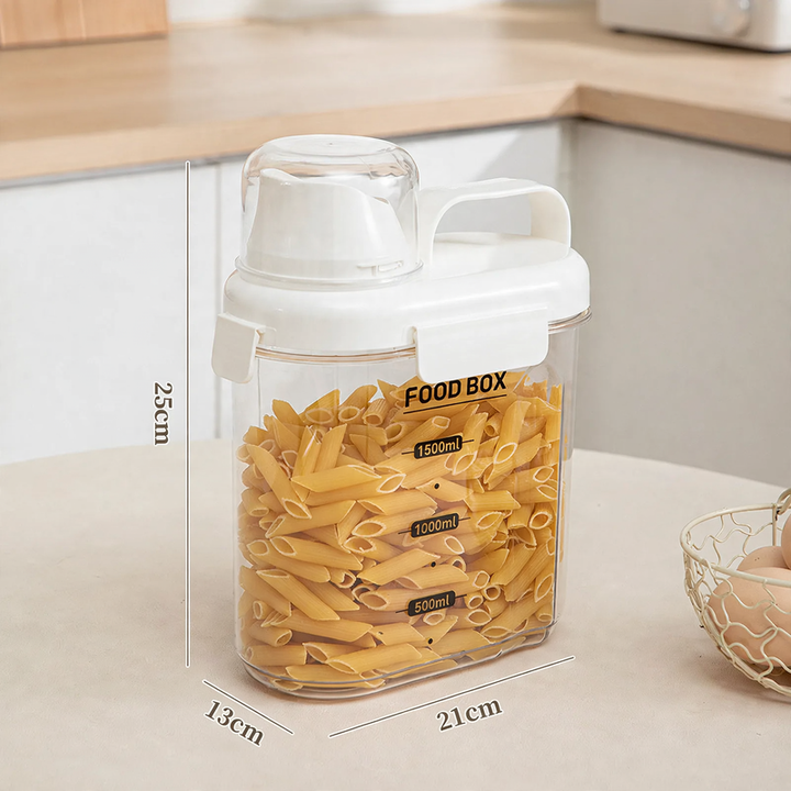 Airtight storage container made of plastic, 1–2 L
