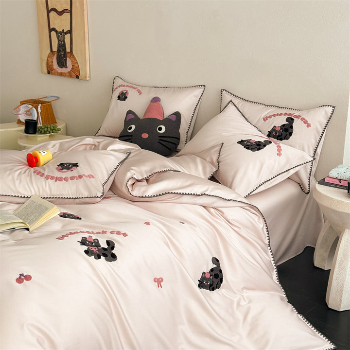 Soft Tencel bedding set, Class A, with cartoon embroidery