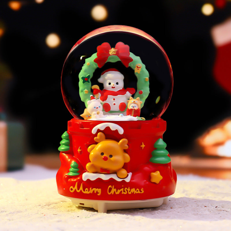 Christmas snow globe with music and light