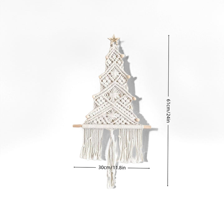 Handmade Christmas tree wall hanging made of cotton rope