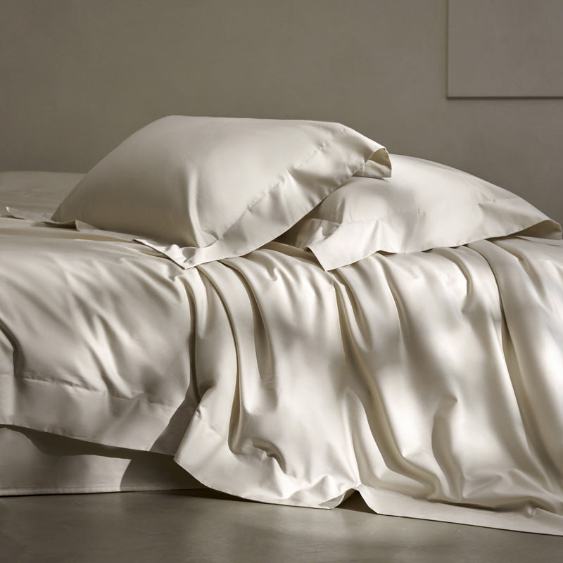 Cotton bed linen set, plain, satin weave