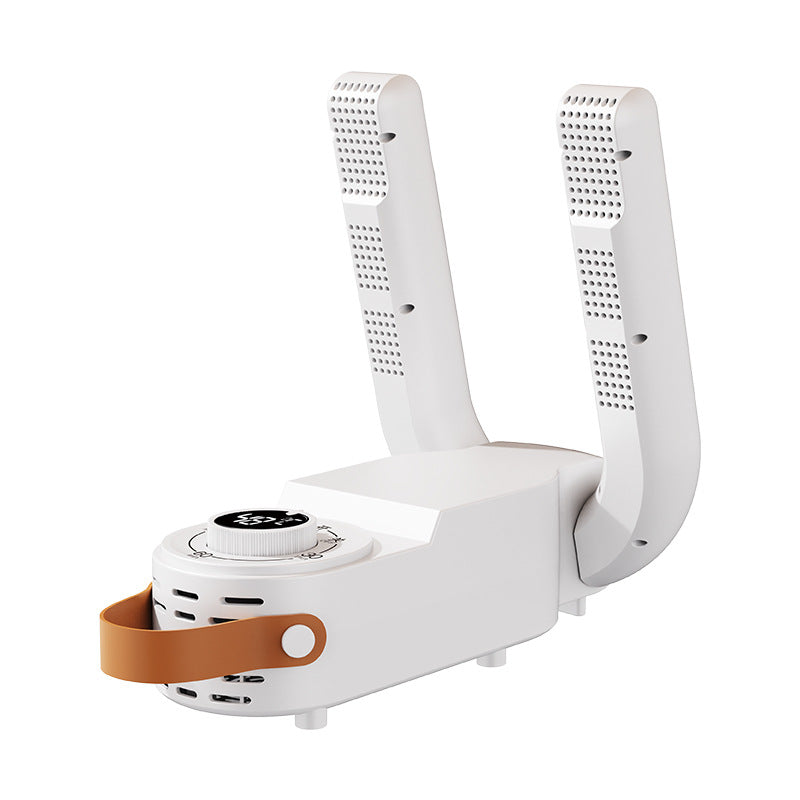 Portable, foldable shoe dryer with timer