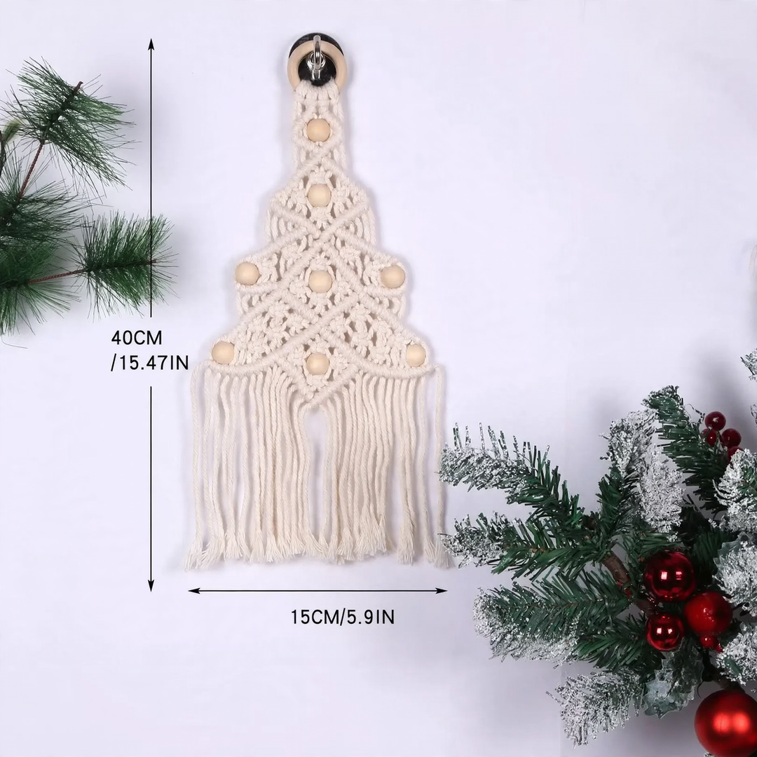 Handmade Christmas tree wall hanging made of cotton rope