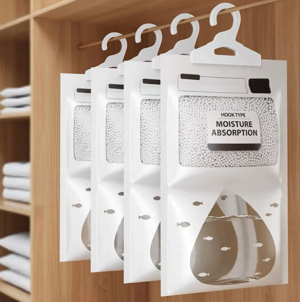 Hanging dehumidifier bag for wardrobes