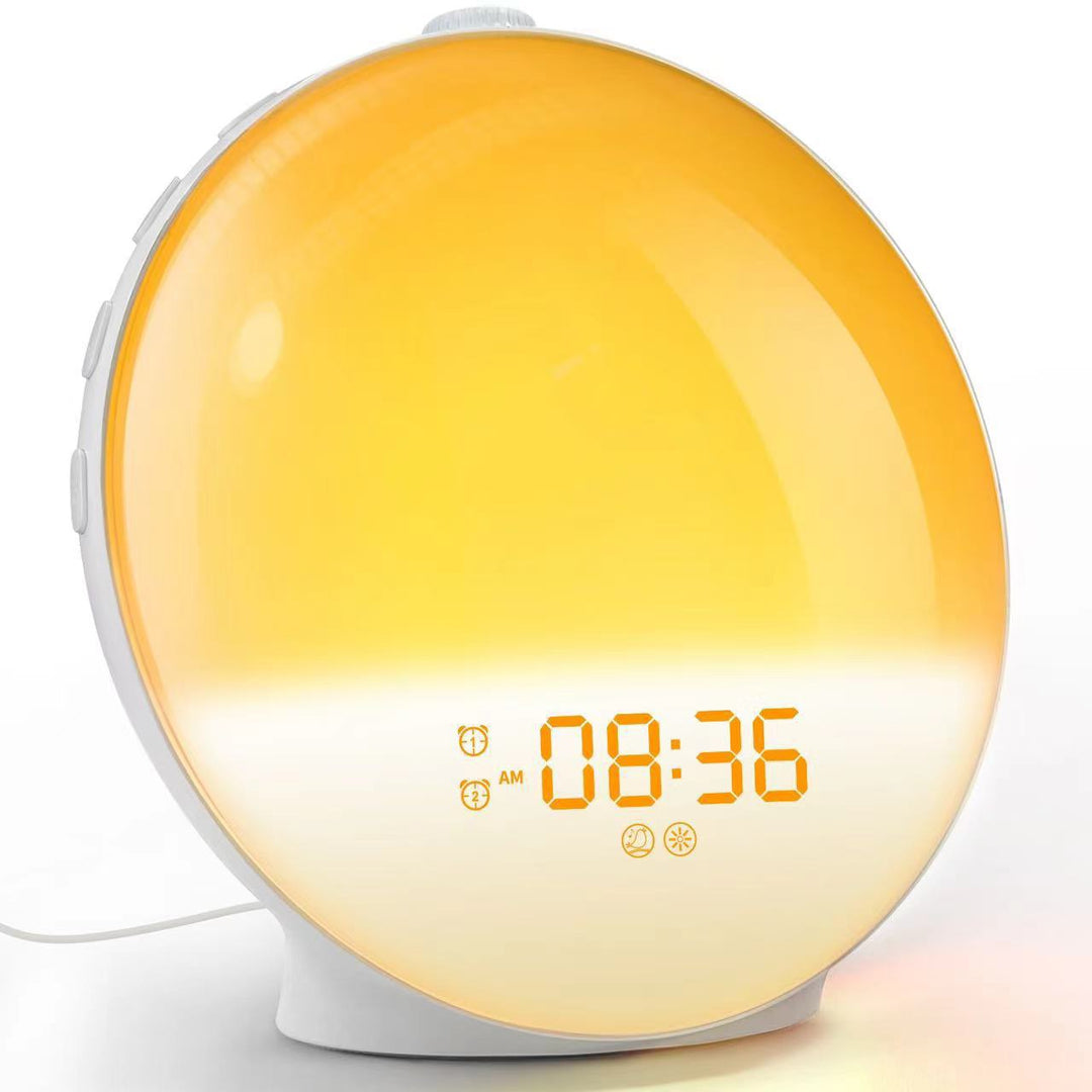LED alarm clock with sunrise simulation and RGB night light