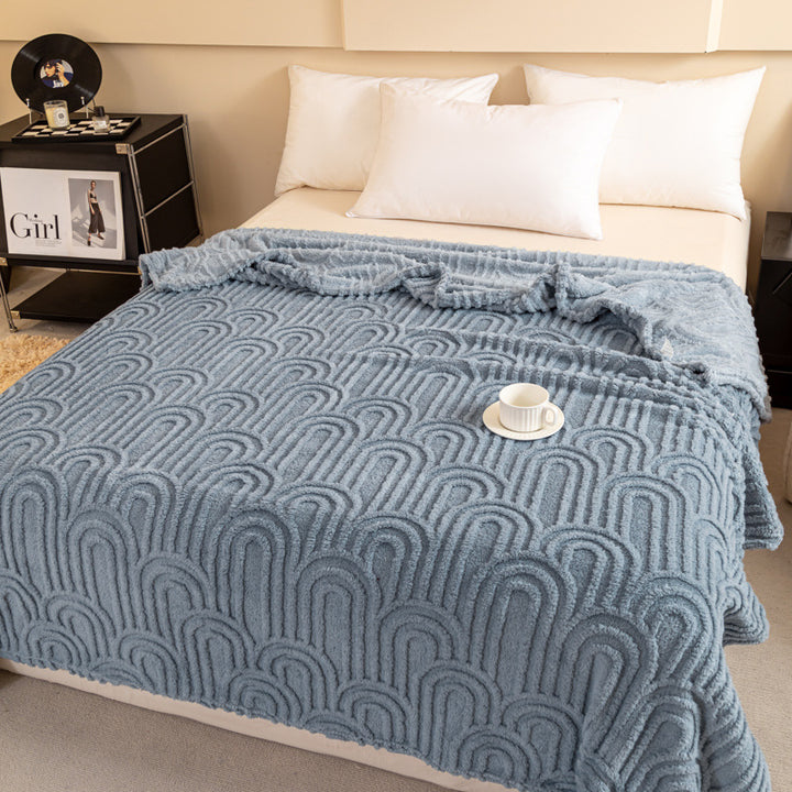 Padded living room blanket with jacquard pattern