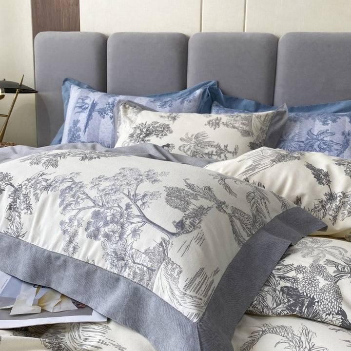 Cotton duvet cover set, brushed, European style