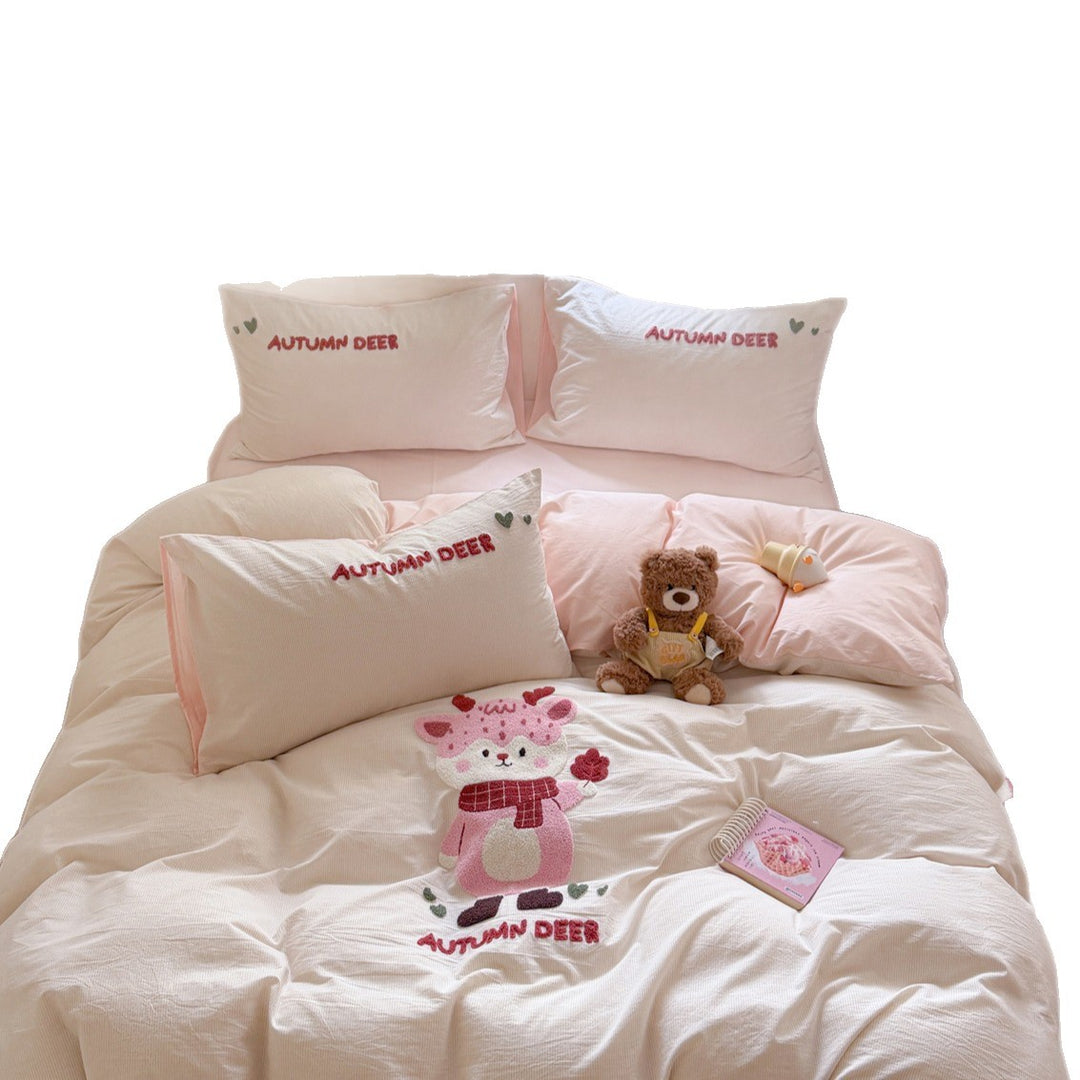 Cotton bedding, embroidered, cartoon design