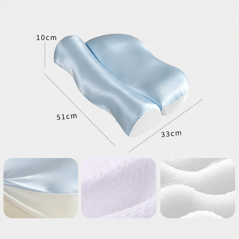 Wellen pillow made of memory foam with ice silk cover