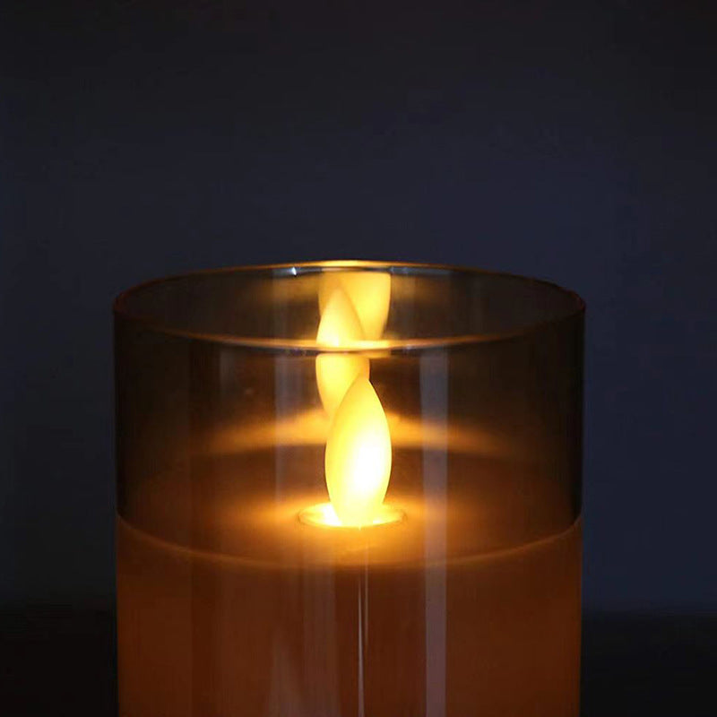 LED real wax candle with glass housing and remote control