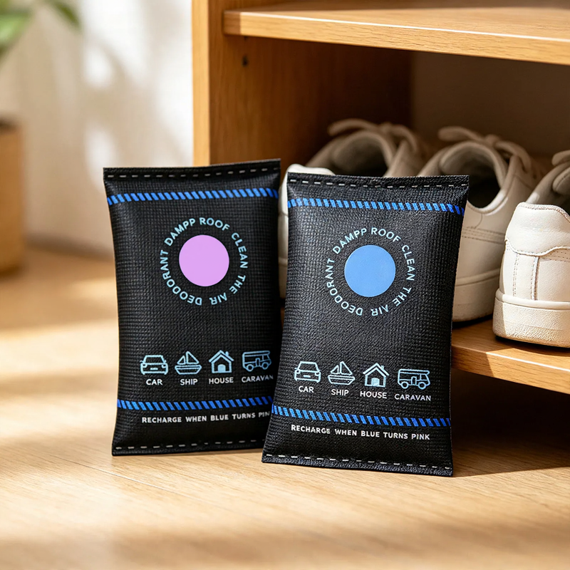 Color-changing silicone desiccant bag against moisture
