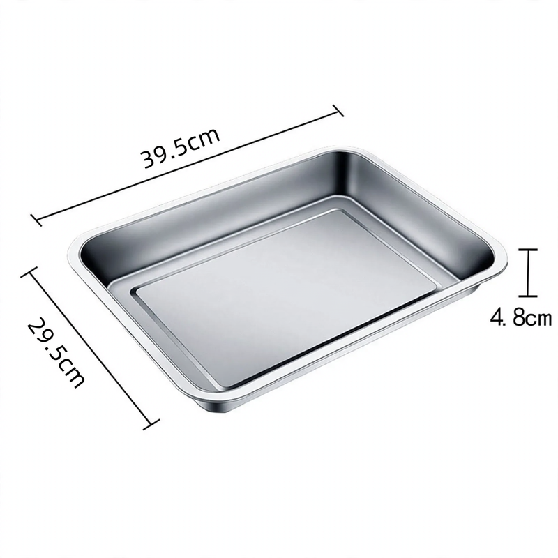 Stainless steel serving tray, square