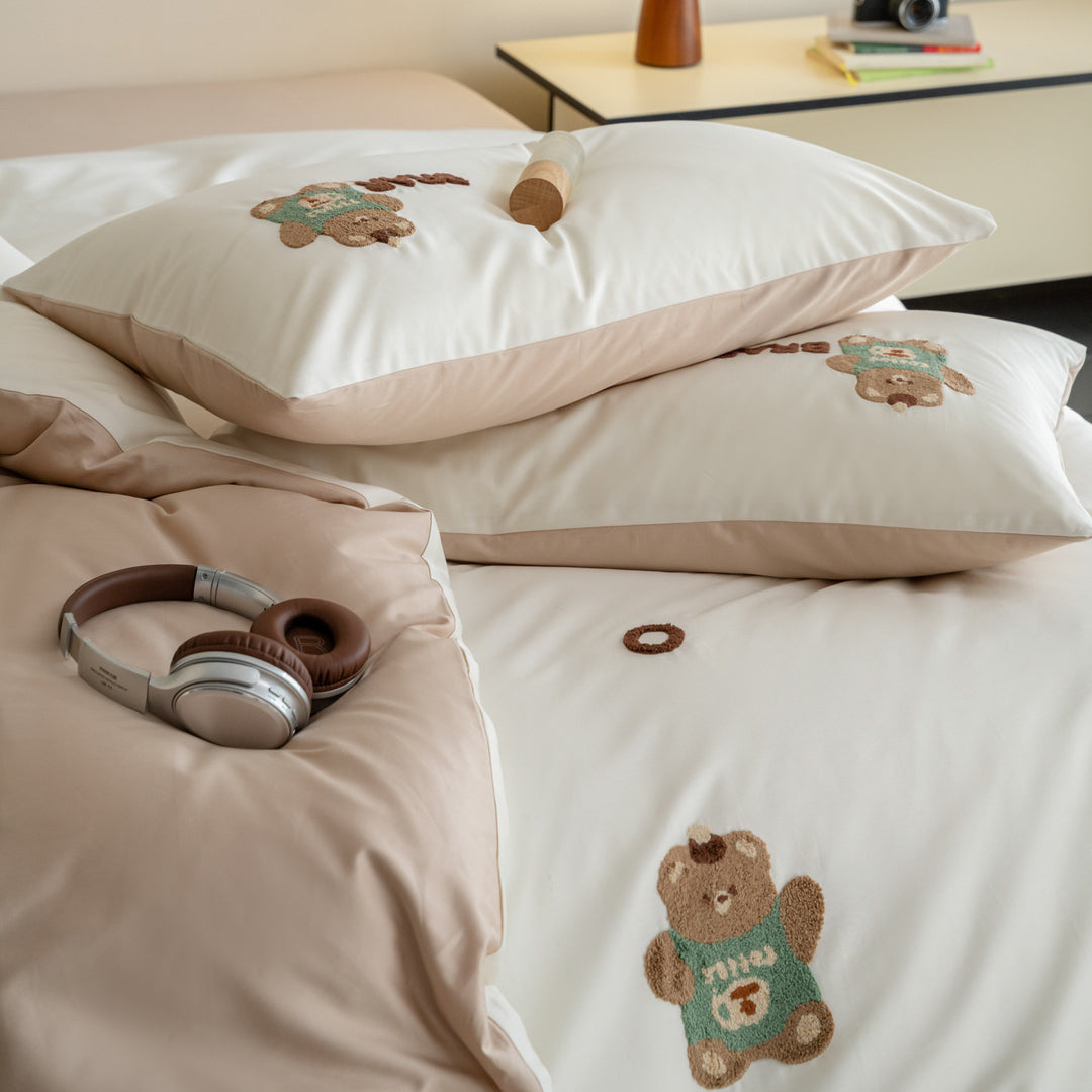 Cotton bedding set, 100 thread count, embroidered