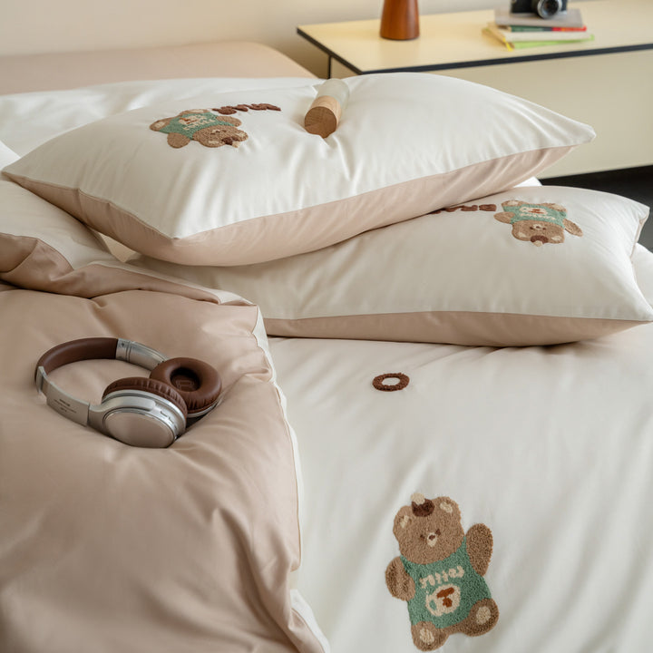Cotton bedding set, 100 thread count, embroidered