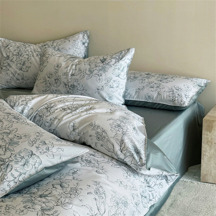 Bedding set made of long-staple cotton, floral pattern