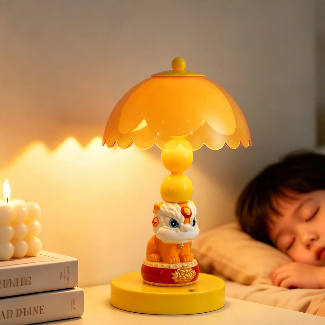 Chinese lion dance mushroom table lamp