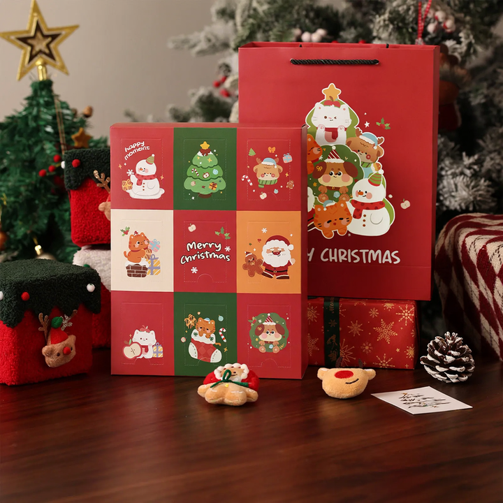 Christmas Advent Calendar Gift Box, 24 Compartments, Fabric