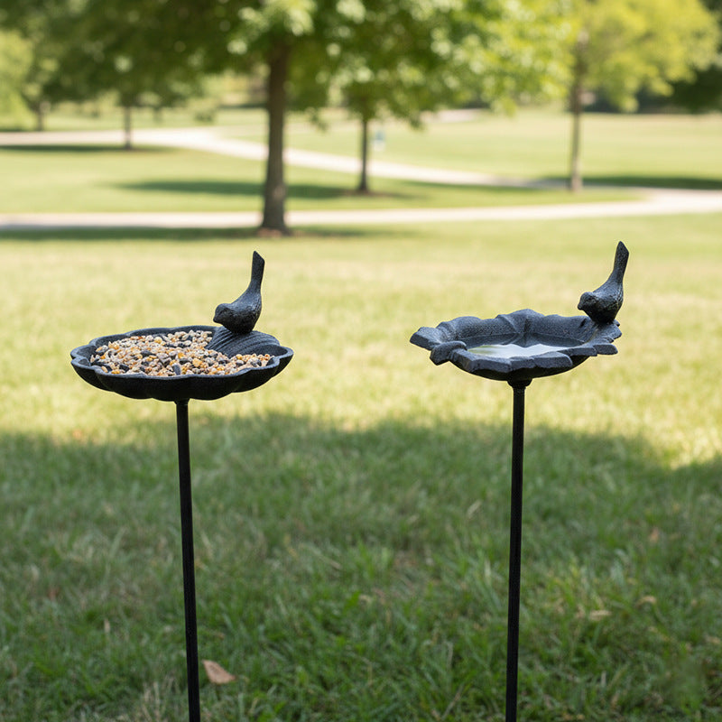 Vintage-style cast iron bird feeder station
