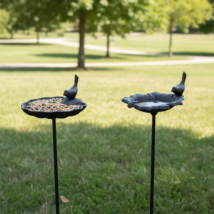 Vintage-style cast iron bird feeder station