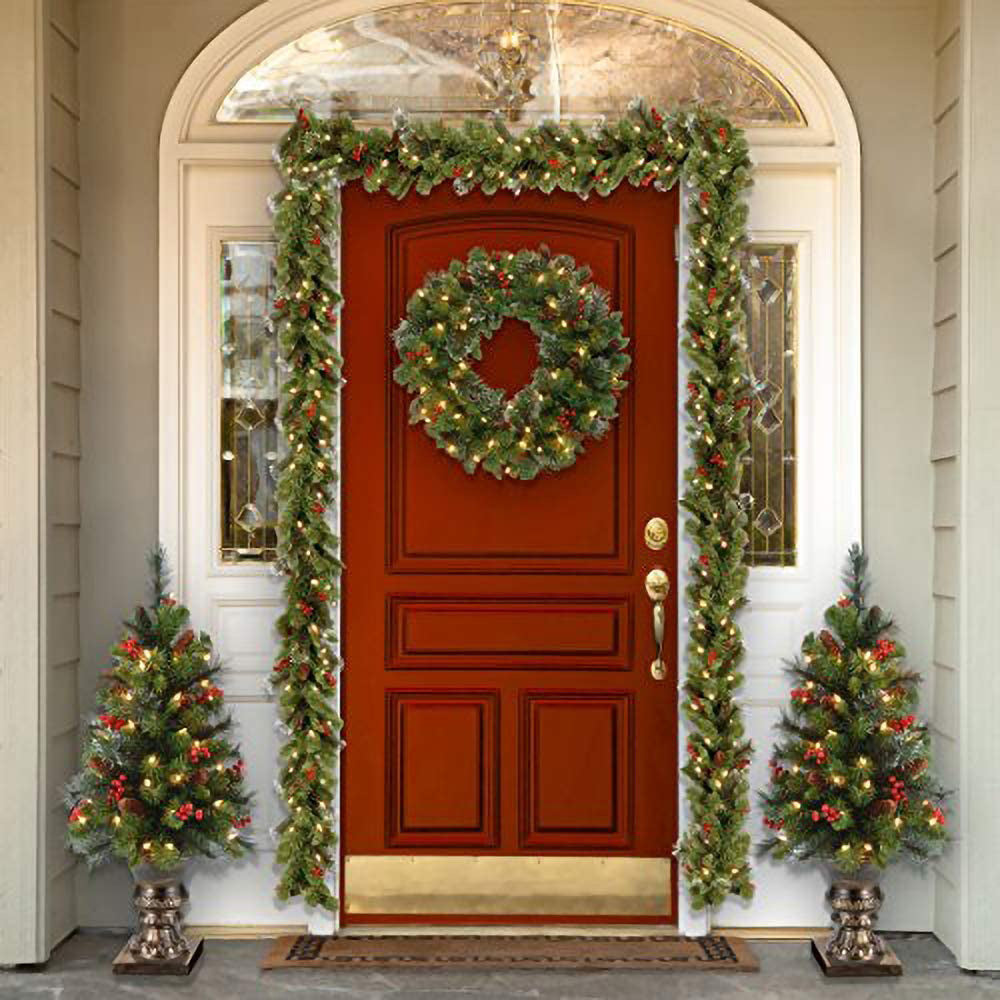 Christmas wreath and garland for festive wall decoration