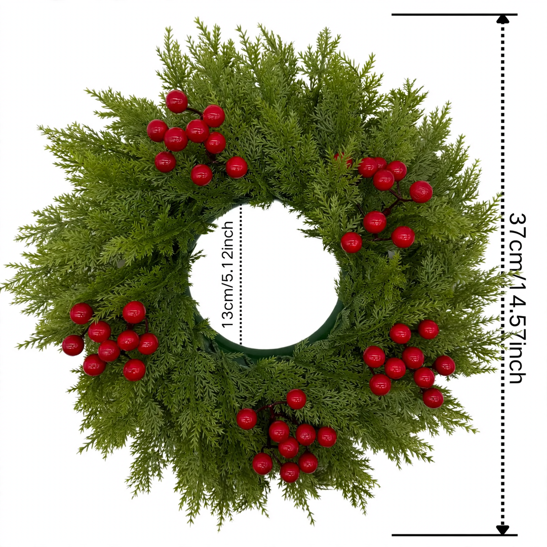 Artificial Christmas wreath with fir needles and berries