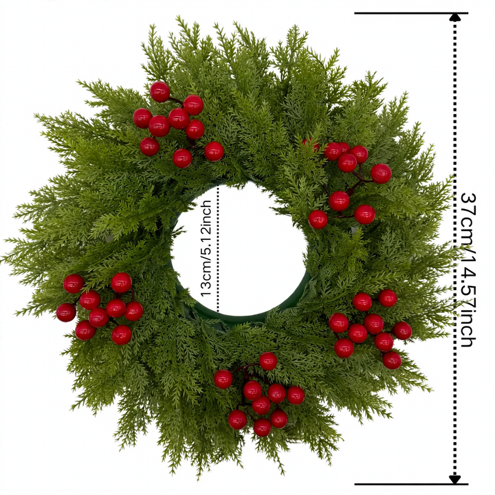 Artificial Christmas wreath with fir needles and berries