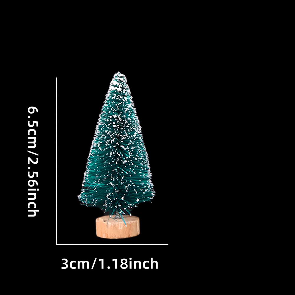 Mini Christmas tree made of wood and sisal, snow-covered