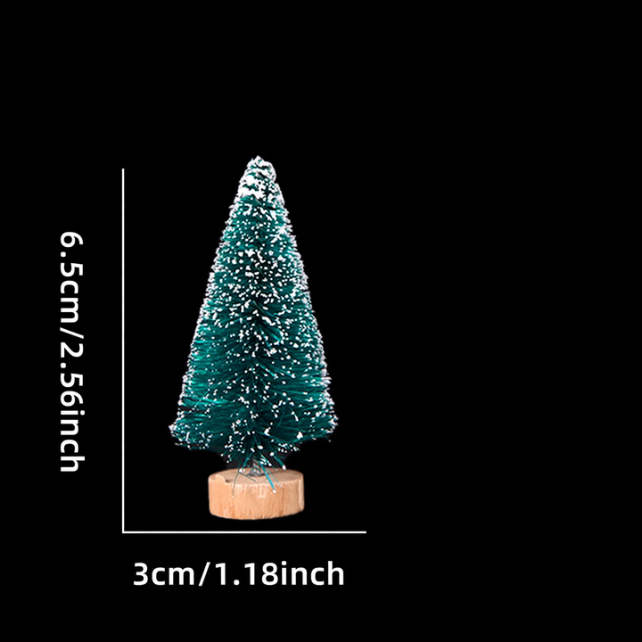 Mini Christmas tree made of wood and sisal, snow-covered