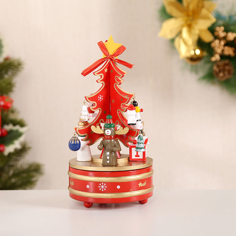 Decorative Christmas tree musical box made of wood
