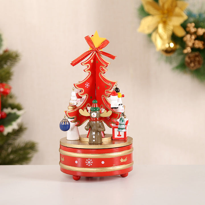 Decorative Christmas tree musical box made of wood