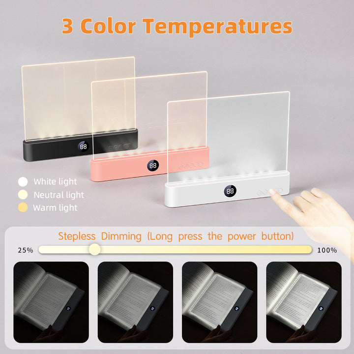 Rechargeable LED reading light with dimming function