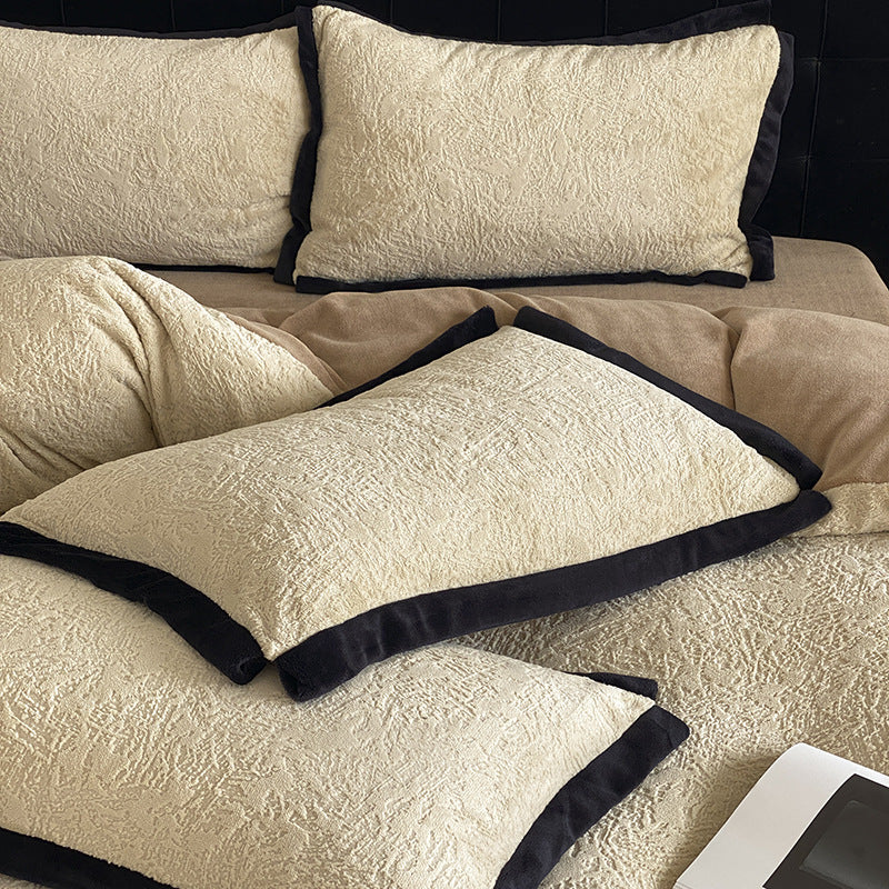 Milk fleece bedding set, French style, winter