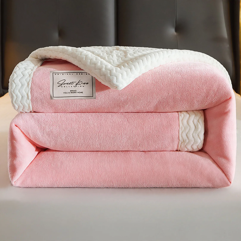 Warm coral fleece blanket for office and home