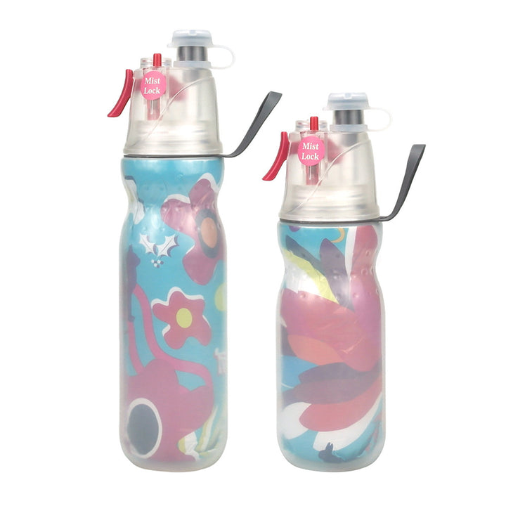 Sports water bottle with spray function, 470–590 ml