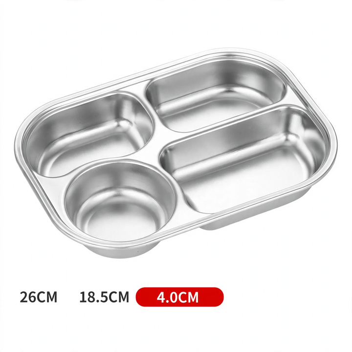 Stainless steel tray with compartments, square