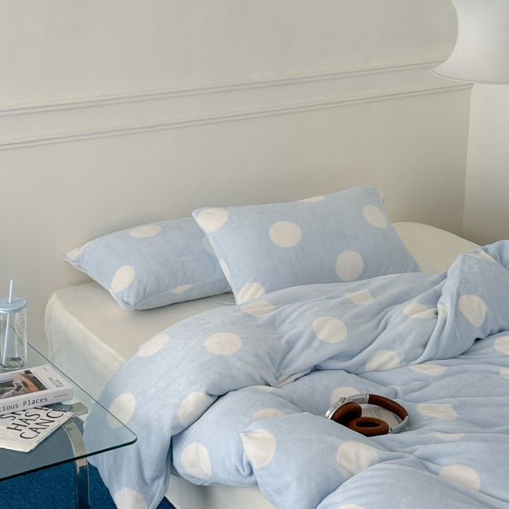 Warm milk fiber fleece bedding set, 4-piece