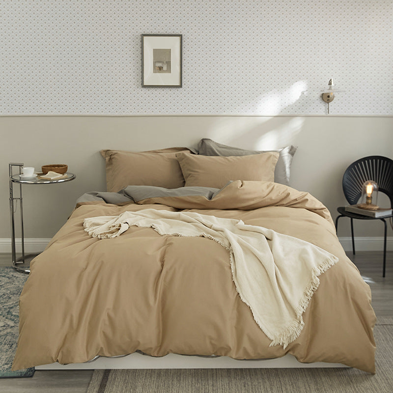 Bedding set, 4-piece, cotton, flock print
