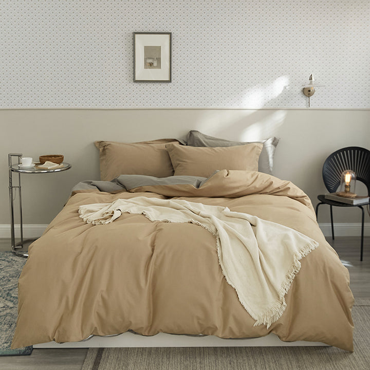 Bedding set, 4-piece, cotton, flock print