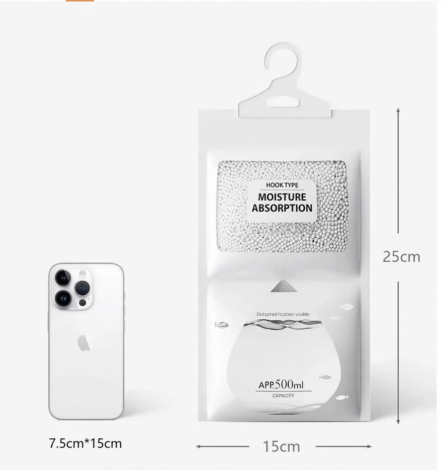Hanging dehumidifying bag for wardrobes, 80g