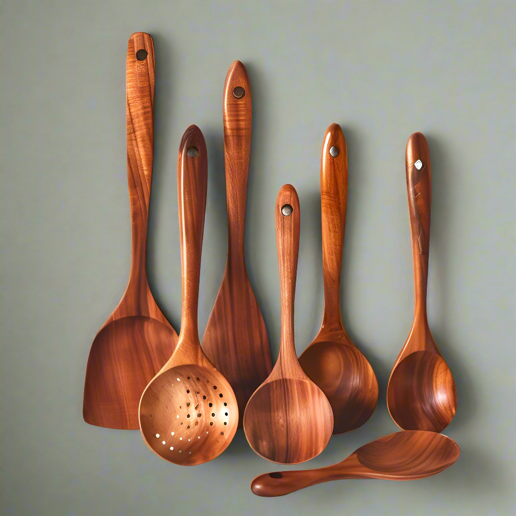 TeakChef Kitchen Set – Durable Antibacterial Kitchen Utensils made of Teak Wood | Stornfield