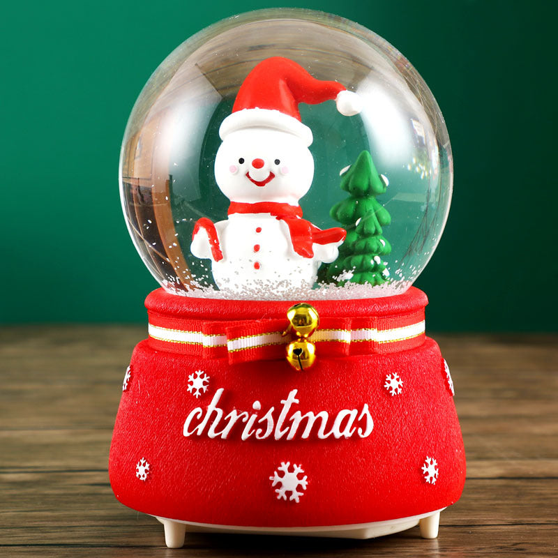 Decorative snow globe music box with light and music