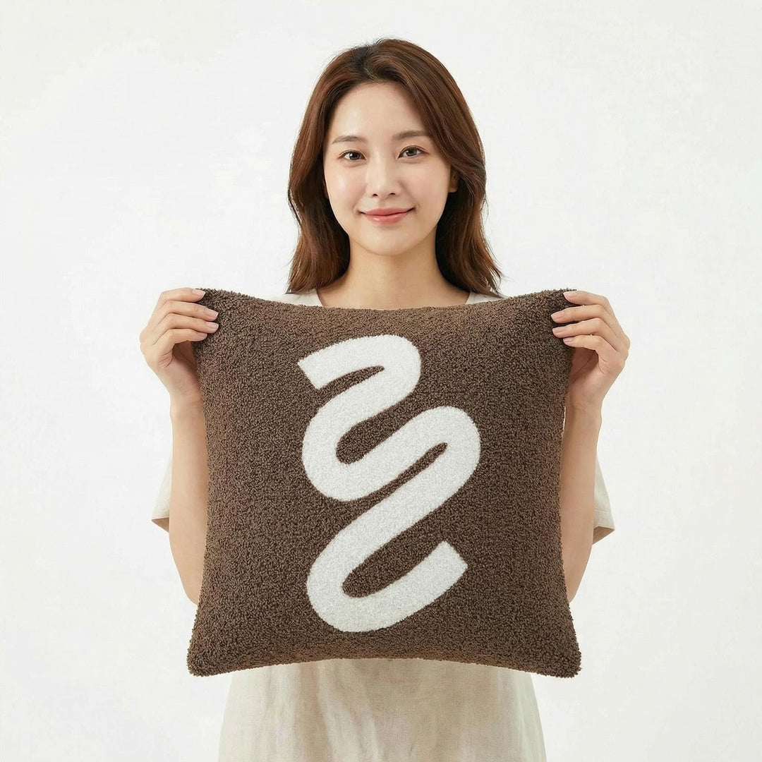 Cushion cover with wave pattern, cotton-linen, 45×45 cm