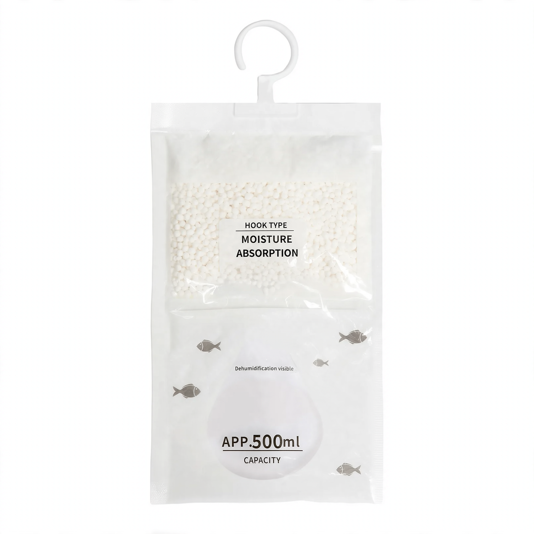 Hanging dehumidifier bag for closets and living spaces
